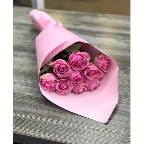 Купить на заказ Букет из 9 розовых роз с доставкой в Караганде
